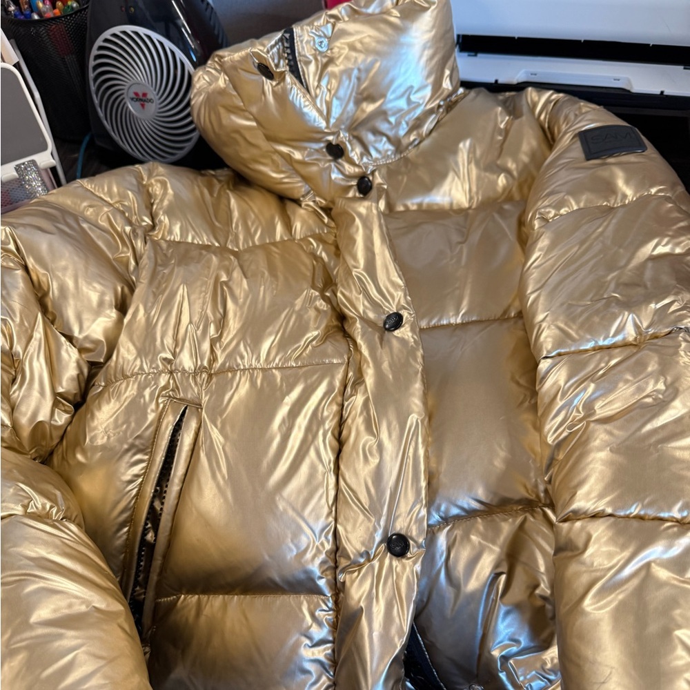 SAM. Metallic Gold Puffer Jacket